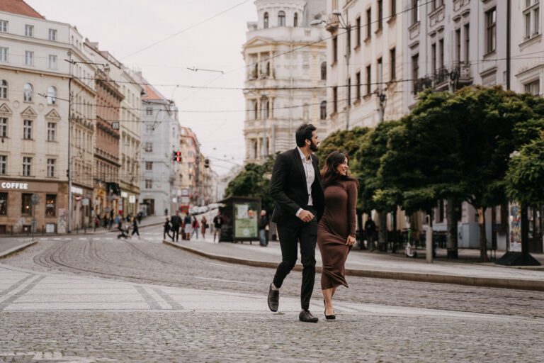 Photosession in Prague, industrial couple photoshoot, photo walk in prague, prague photographer