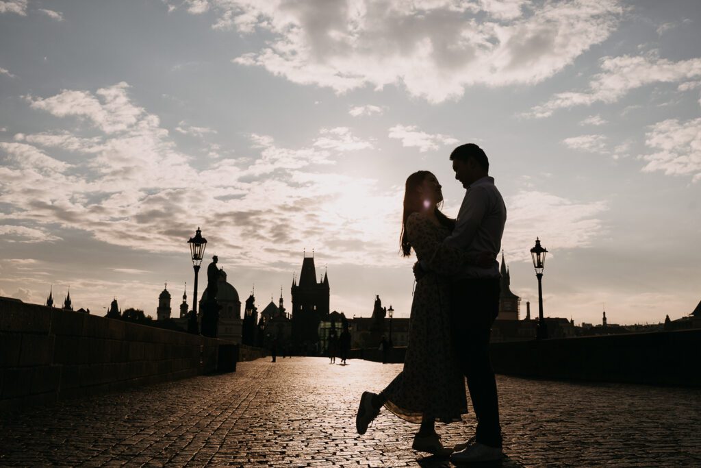 Engagement surprise proposal photoshoot in Prague, Praue photographer, engagement photosession Prague