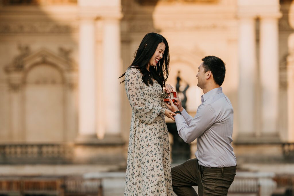 Engagement surprise proposal photoshoot in Prague, Praue photographer, engagement photosession Prague