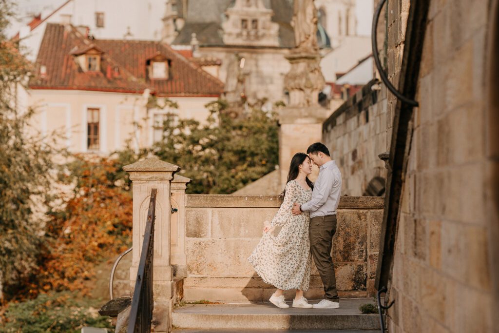 Engagement surprise proposal photoshoot in Prague, Praue photographer, engagement photosession Prague
